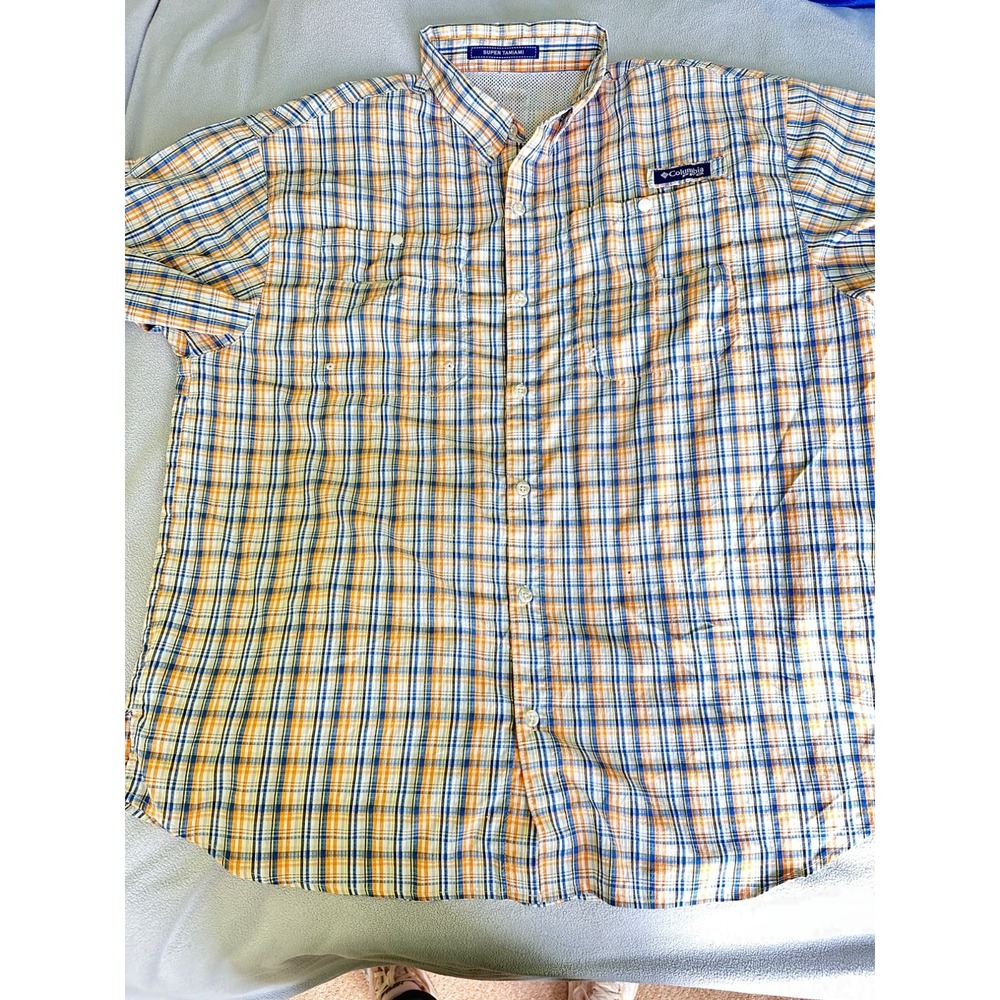 Columbia PFG Tamiani Shirt Mens XL Button Down Short Sleeve Omni Shade Flaw - Picture 2 of 11